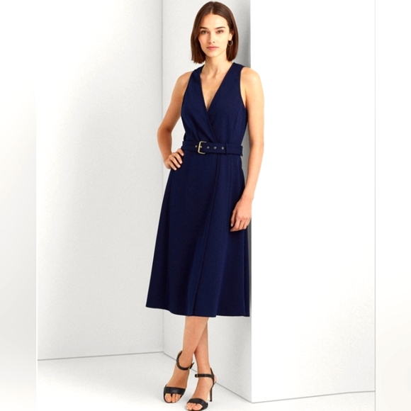 Lauren Ralph Lauren Dresses & Skirts - RALPH LAUREN BELTED HERRINGBONE JACQUARD NAVY DRESS NWT SIZE 12